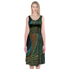 Peacock Feathers, Feathers, Peacock Nice Midi Sleeveless Dress by nateshop