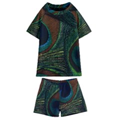 Peacock Feathers, Feathers, Peacock Nice Kids  Swim T-shirt And Shorts Set by nateshop