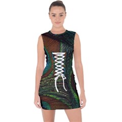 Peacock Feathers, Feathers, Peacock Nice Lace Up Front Bodycon Dress