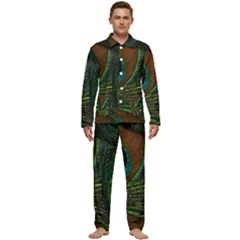 Peacock Feathers, Feathers, Peacock Nice Men s Long Sleeve Velvet Pocket Pajamas Set by nateshop