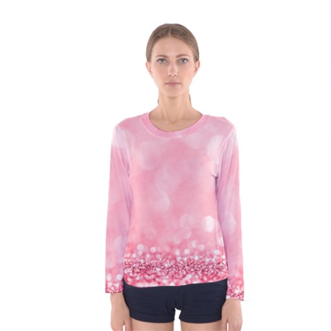 Pink Glitter Background Women s Long Sleeve T-shirt by nateshop