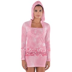 Pink Glitter Background Long Sleeve Hooded T-shirt by nateshop