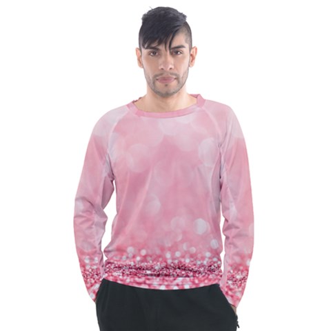 Pink Glitter Background Men s Long Sleeve Raglan T-shirt by nateshop