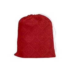 Red Chinese Background Chinese Patterns, Chinese Drawstring Pouch (large) by nateshop