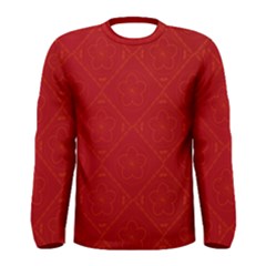 Red Chinese Background Chinese Patterns, Chinese Men s Long Sleeve T-shirt by nateshop