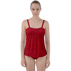 Red Chinese Background Chinese Patterns, Chinese Twist Front Tankini Set