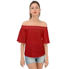 Red Chinese Background Chinese Patterns, Chinese Off Shoulder Short Sleeve Top by nateshop