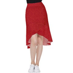 Red Chinese Background Chinese Patterns, Chinese Frill Hi Low Chiffon Skirt by nateshop