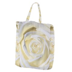 White Roses Flowers Plant Romance Blossom Bloom Nature Flora Petals Giant Grocery Tote by Proyonanggan