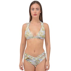 White Roses Flowers Plant Romance Blossom Bloom Nature Flora Petals Double Strap Halter Bikini Set