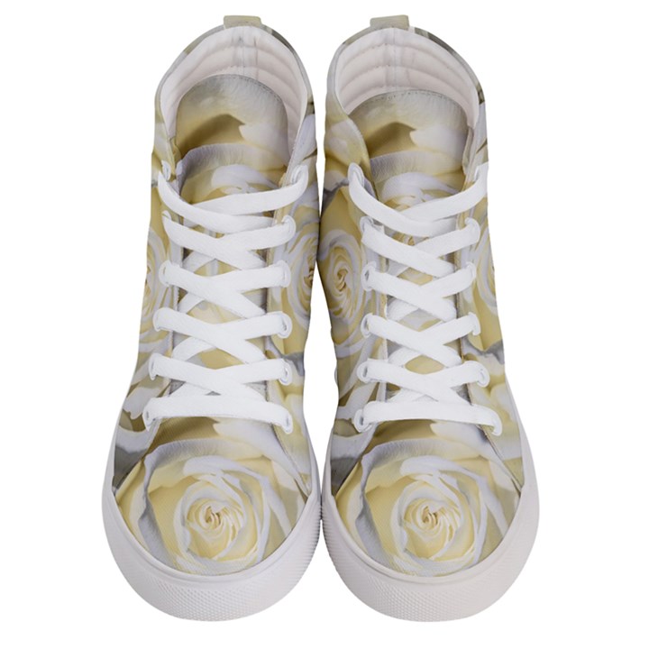 White Roses Flowers Plant Romance Blossom Bloom Nature Flora Petals Men s Hi-Top Skate Sneakers