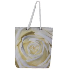 White Roses Flowers Plant Romance Blossom Bloom Nature Flora Petals Full Print Rope Handle Tote (large) by Proyonanggan