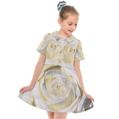 White Roses Flowers Plant Romance Blossom Bloom Nature Flora Petals Kids  Short Sleeve Shirt Dress by Proyonanggan