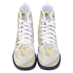 White Roses Flowers Plant Romance Blossom Bloom Nature Flora Petals Men s High-top Canvas Sneakers by Proyonanggan