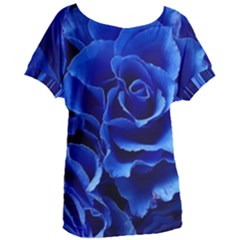 Blue Roses Flowers Plant Romance Blossom Bloom Nature Flora Petals Women s Oversized T-shirt by Proyonanggan