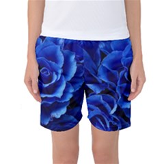 Blue Roses Flowers Plant Romance Blossom Bloom Nature Flora Petals Women s Basketball Shorts