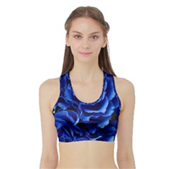 Blue Roses Flowers Plant Romance Blossom Bloom Nature Flora Petals Sports Bra With Border by Proyonanggan