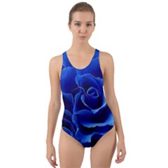 Blue Roses Flowers Plant Romance Blossom Bloom Nature Flora Petals Cut-out Back One Piece Swimsuit by Proyonanggan