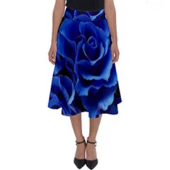 Blue Roses Flowers Plant Romance Blossom Bloom Nature Flora Petals Perfect Length Midi Skirt by Proyonanggan