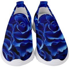 Blue Roses Flowers Plant Romance Blossom Bloom Nature Flora Petals Kids  Slip On Sneakers by Proyonanggan