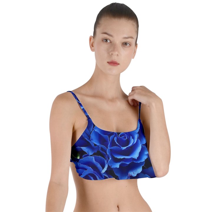 Blue Roses Flowers Plant Romance Blossom Bloom Nature Flora Petals Layered Top Bikini Top 