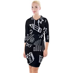 Knowledge Drawing Education Science Quarter Sleeve Hood Bodycon Dress by Proyonanggan