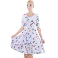 Doodle Pattern Quarter Sleeve A-line Dress by Proyonanggan