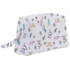 Doodle Pattern Wristlet Pouch Bag (large) by Proyonanggan