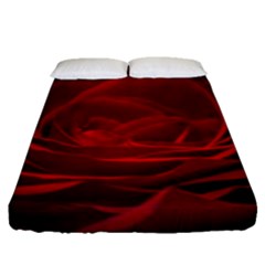 Rose Red Rose Red Flower Petals Waves Glow Fitted Sheet (queen Size) by Proyonanggan