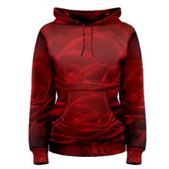 Rose Red Rose Red Flower Petals Waves Glow Women s Pullover Hoodie by Proyonanggan