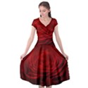 Rose Red Rose Red Flower Petals Waves Glow Cap Sleeve Wrap Front Dress View1