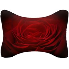 Rose Red Rose Red Flower Petals Waves Glow Seat Head Rest Cushion by Proyonanggan