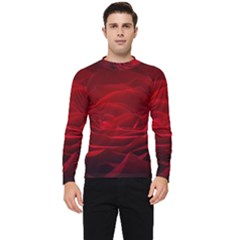 Rose Red Rose Red Flower Petals Waves Glow Men s Long Sleeve Rash Guard by Proyonanggan