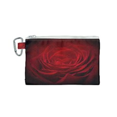 Rose Red Rose Red Flower Petals Waves Glow Canvas Cosmetic Bag (small) by Proyonanggan