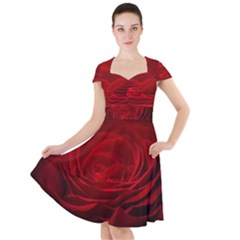 Rose Red Rose Red Flower Petals Waves Glow Cap Sleeve Midi Dress by Proyonanggan