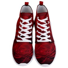 Rose Red Rose Red Flower Petals Waves Glow Men s Lightweight High Top Sneakers by Proyonanggan