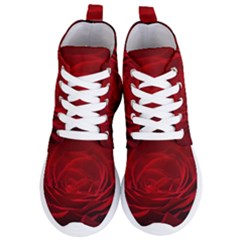 Rose Red Rose Red Flower Petals Waves Glow Women s Lightweight High Top Sneakers by Proyonanggan