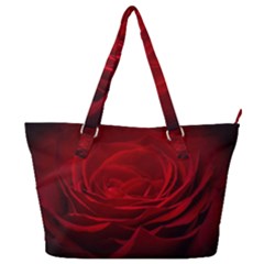 Rose Red Rose Red Flower Petals Waves Glow Full Print Shoulder Bag by Proyonanggan