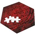 Rose Red Rose Red Flower Petals Waves Glow Wooden Puzzle Hexagon View3