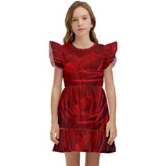 Rose Red Rose Red Flower Petals Waves Glow Kids  Winged Sleeve Dress by Proyonanggan