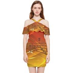 Music Notes Melody Note Sound Shoulder Frill Bodycon Summer Dress by Proyonanggan