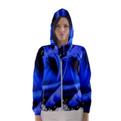 Blue Rose Bloom Blossom Women s Hooded Windbreaker by Proyonanggan