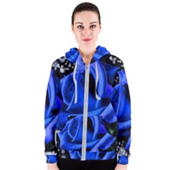 Blue Rose Bloom Blossom Women s Zipper Hoodie