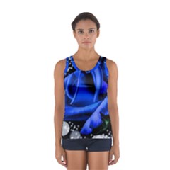 Blue Rose Bloom Blossom Sport Tank Top  by Proyonanggan