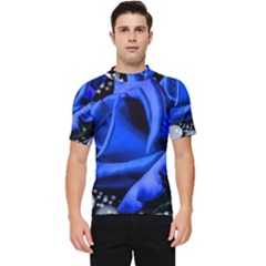 Blue Rose Bloom Blossom Men s Short Sleeve Rash Guard by Proyonanggan