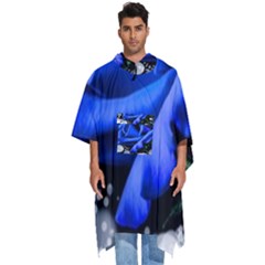 Blue Rose Bloom Blossom Men s Hooded Rain Ponchos by Proyonanggan