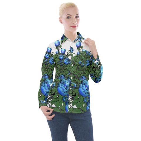 Flowers Roses Rose Nature Bouquet Women s Long Sleeve Pocket Shirt by Proyonanggan