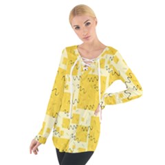 Party Confetti Yellow Squares Tie Up T-shirt