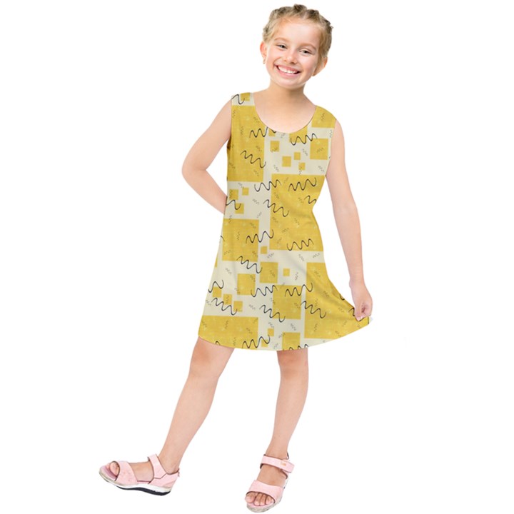 Party Confetti Yellow Squares Kids  Tunic Dress