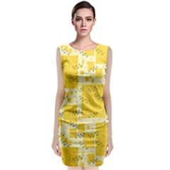 Party Confetti Yellow Squares Sleeveless Velvet Midi Dress